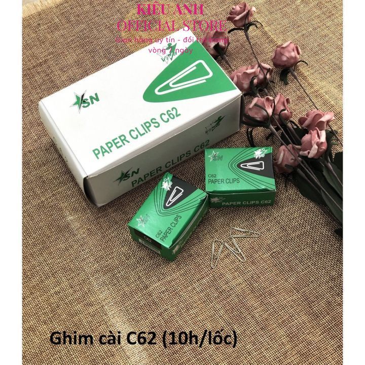 10 hộp ghim cài C62 - Lốc 10 hộp ghim cài C62 Ghim cài giúp cài giấy tờ được chắc chắn