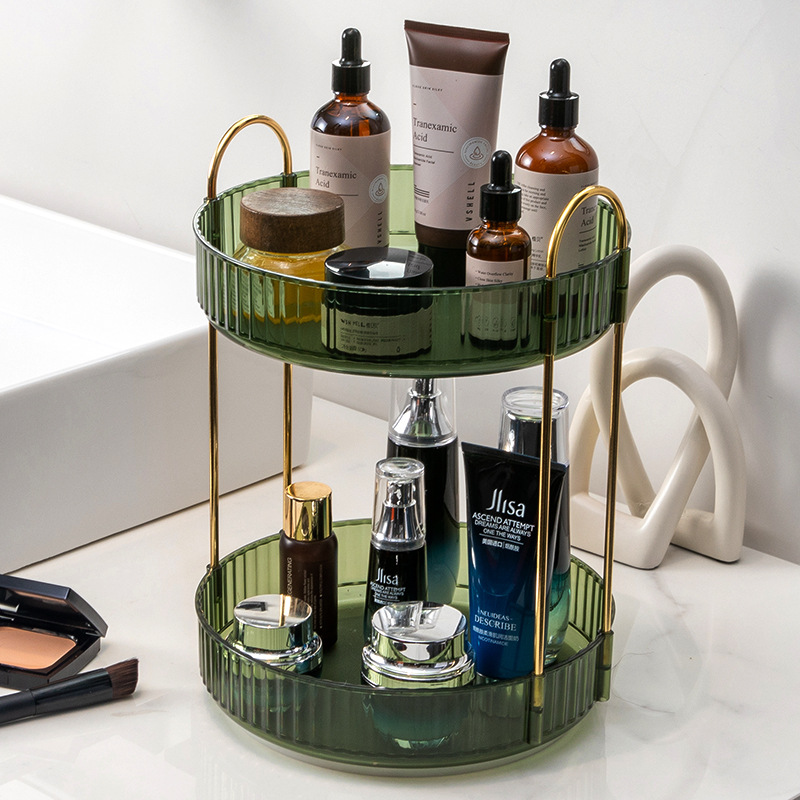 ZUOGUAN Rotating cosmetics storage box, light luxury dressing table, lipstick and skin care product storage rack, bathroom toilet storage rack