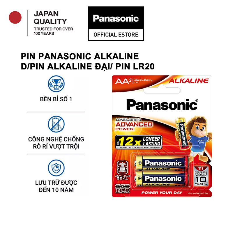 Vỉ 2 viên Pin Panasonic Alkaline AA LR6T/2B-V – Hàng Chính Hãng