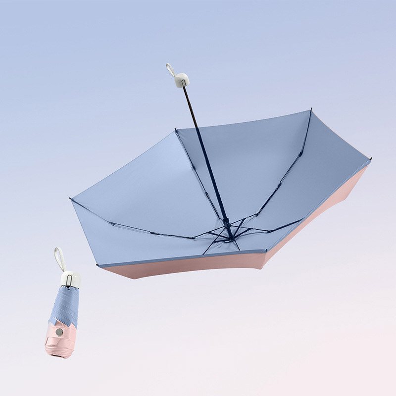 New style contrasting color glue five-fold umbrella six-bone women's sun protection anti-UV parasol small fresh rainy day umbrella