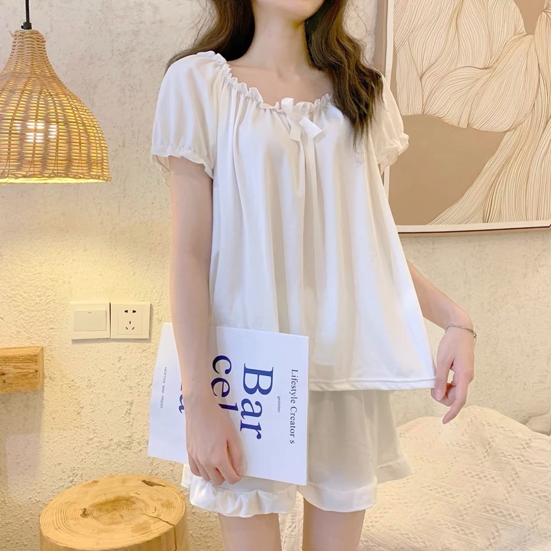 Bộ đùi lụa cao cấp, Bộ cộc mặc nhà tiểu thư baby C05