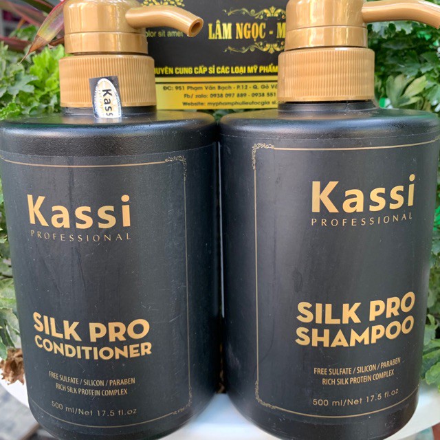 Dầu gội xả phục hồi tóc hư tổn Kassi Silk Pro 500mlx2