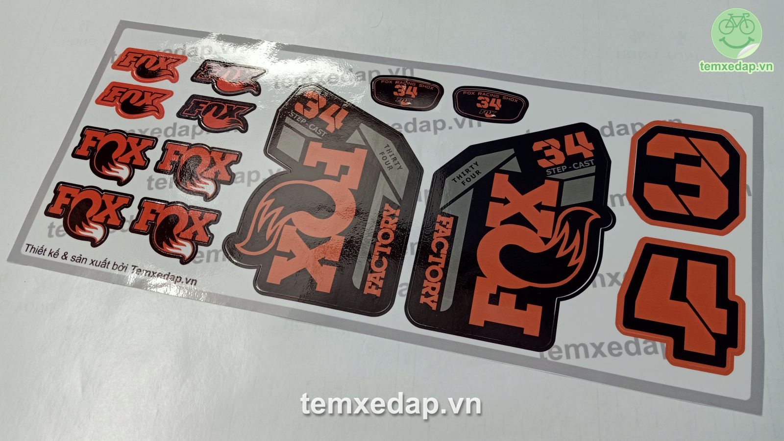 Tem decal dán phuộc xe đạp FOX Factory 34 Step Cast 2021