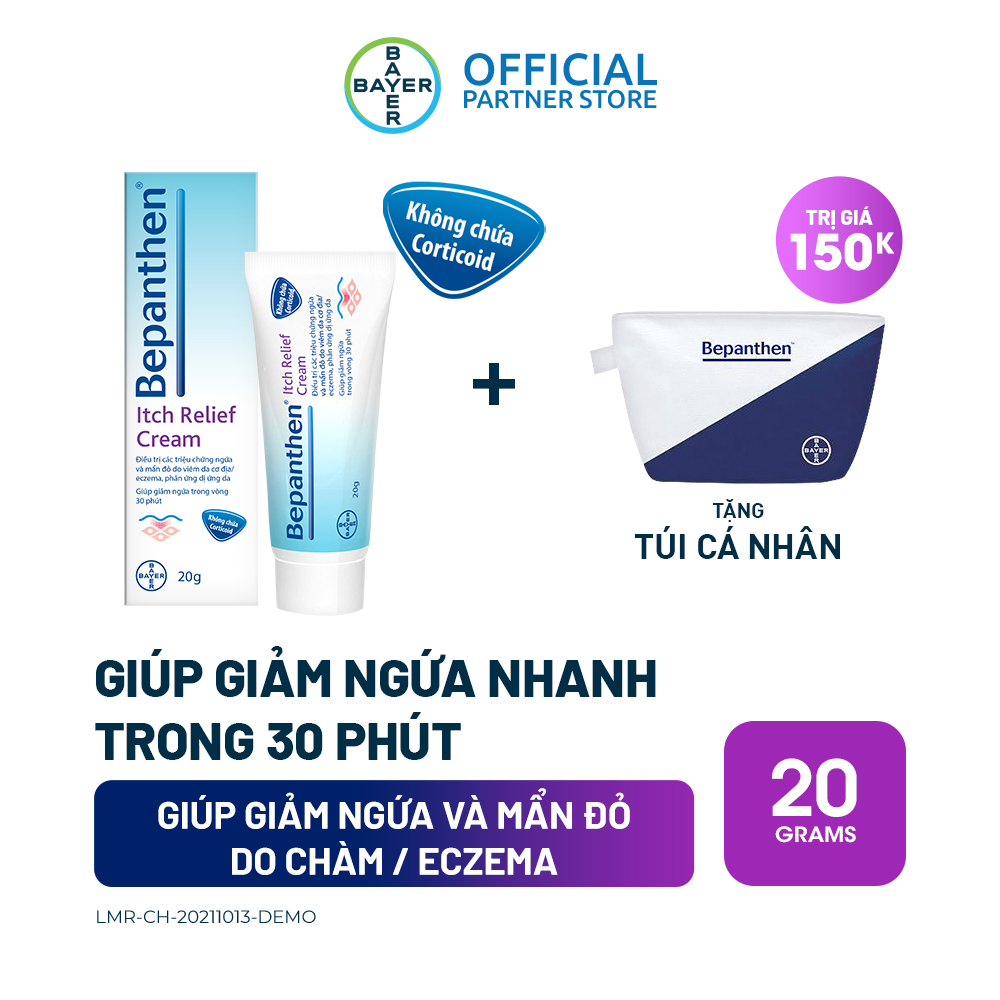 Kem Giảm Ngứa Bepanthen Itch Relief Cream 20G + Tặng Túi Pouch Cá Nhân