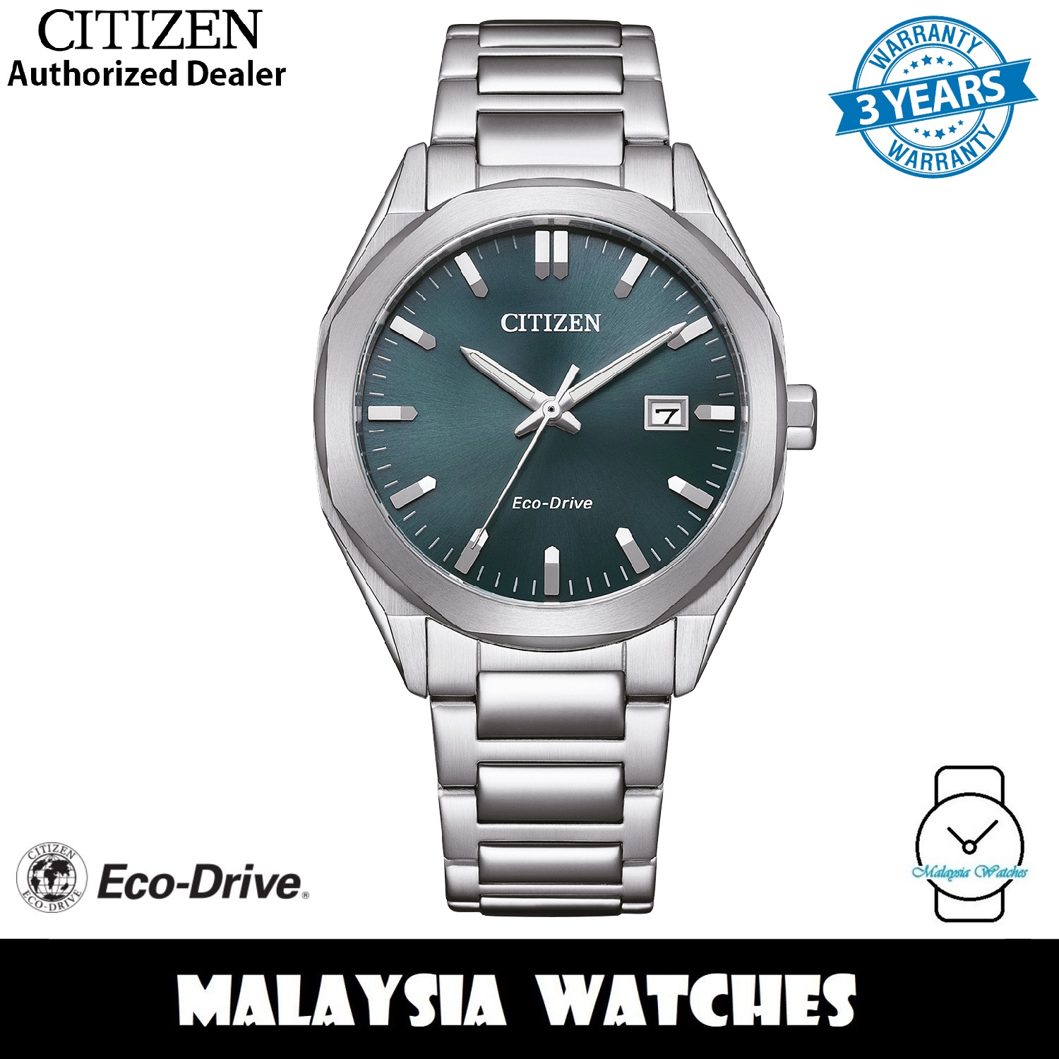 100% Original) Citizen BM7620-83X Octangle Eco Drive Green Dial