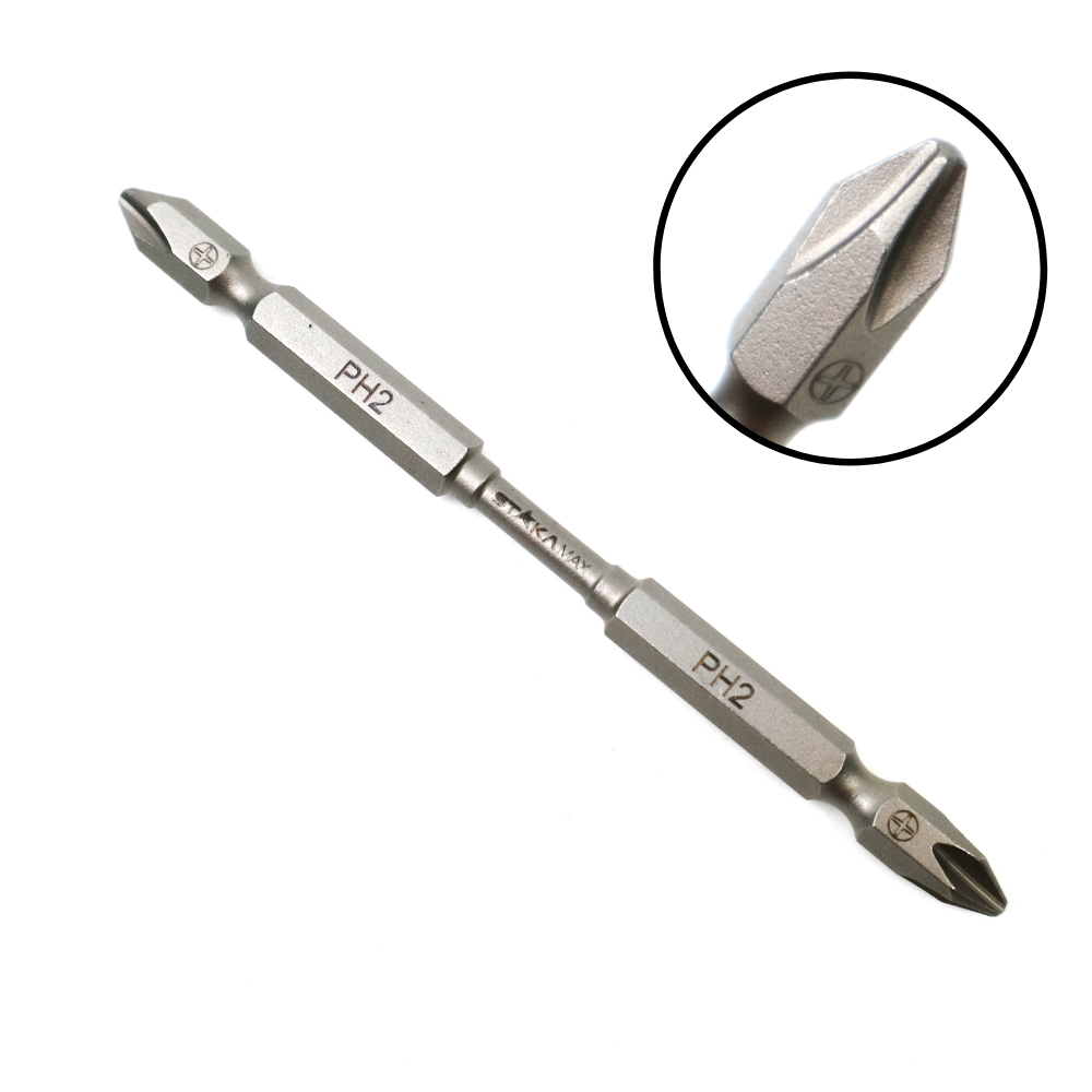 Mũi bắn vít hai đầu bake chất liệu S2 chiều dài 110mm có từ tính STAKA, mũi bắt vít dài đầu PH2 hàng loại 1