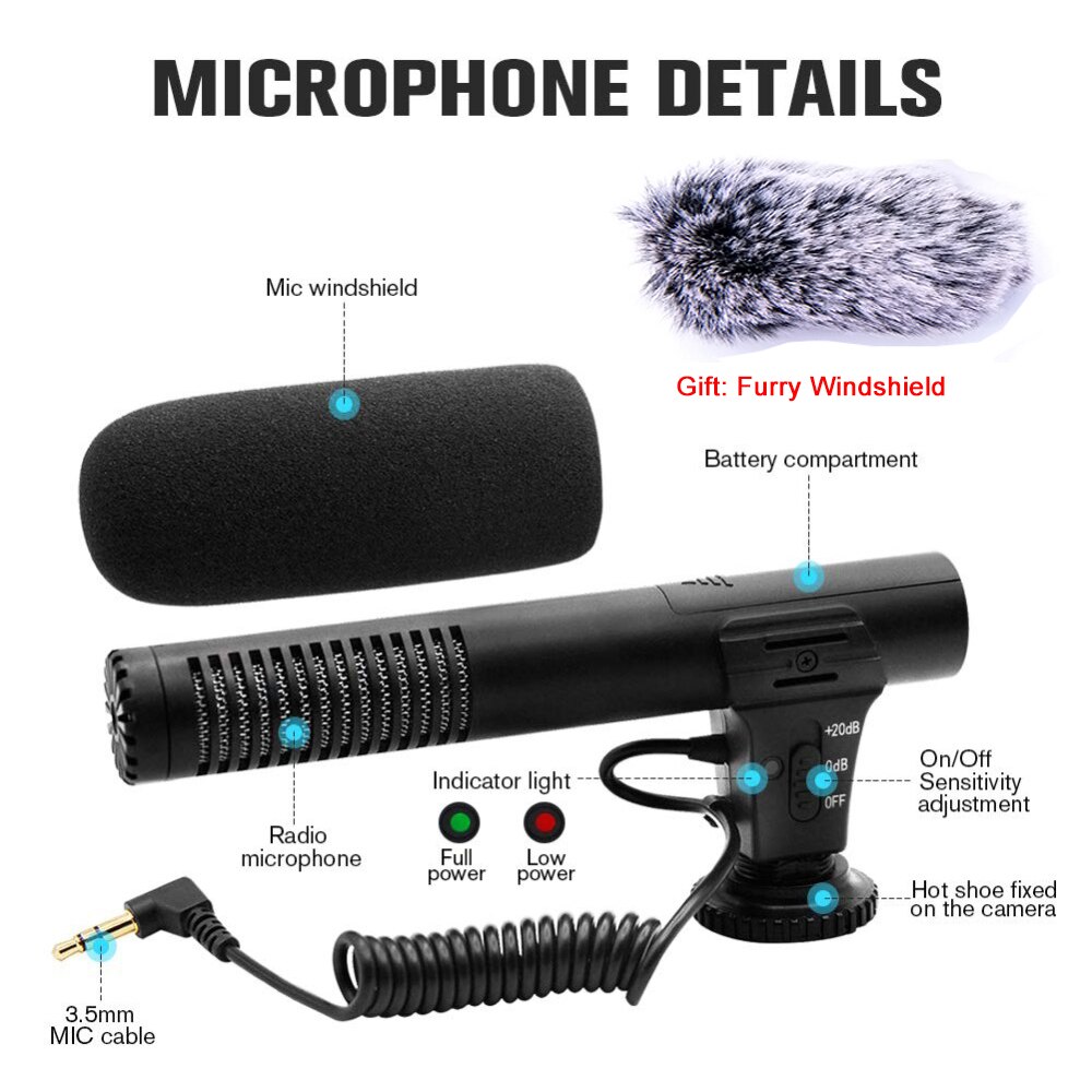 MAMEN Condenser Video Recording Vlog Microphone 3.5Mm Plug Studio Microphone For Camera Computer For Nikon Canon DSLR Camera o98-8
