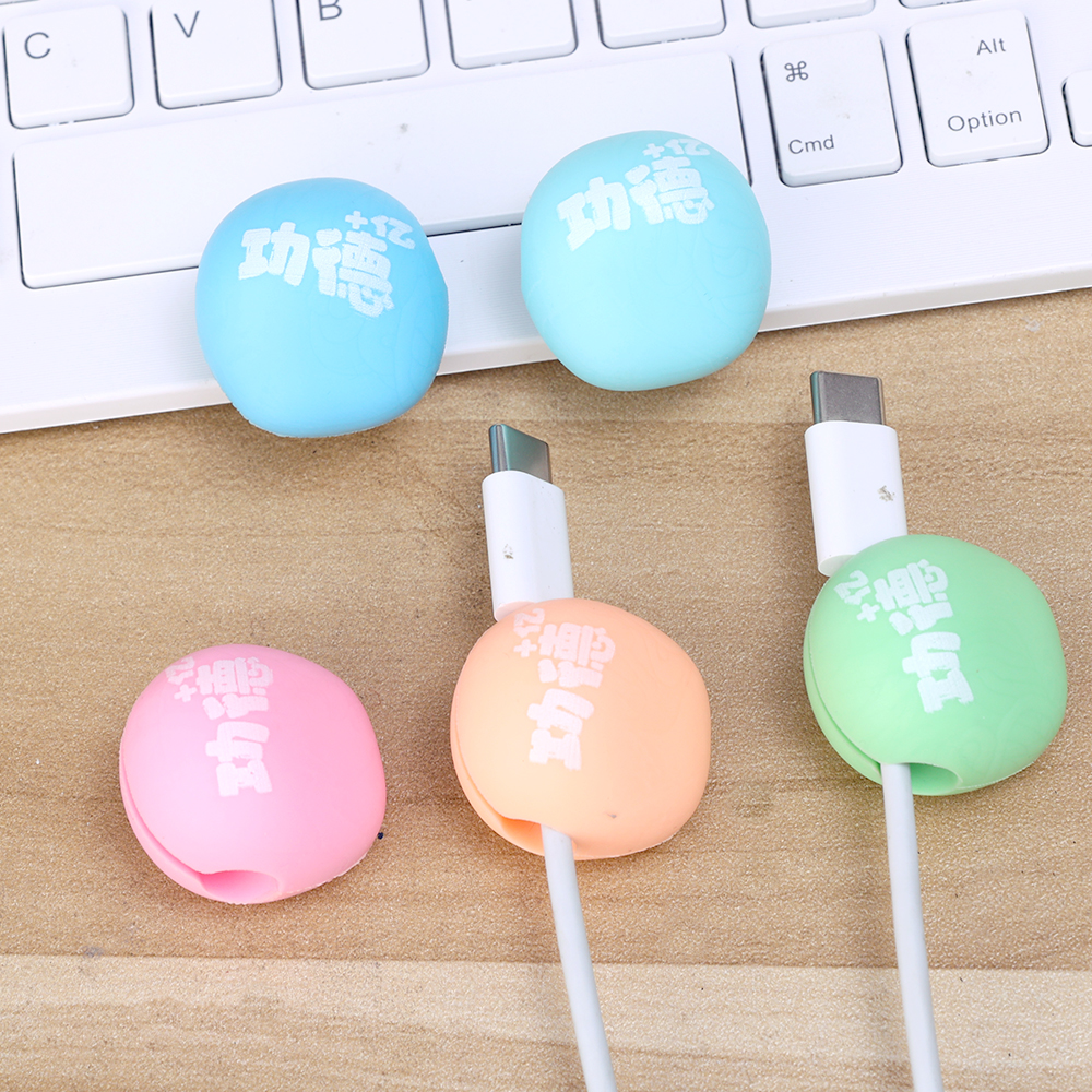 10/20Pcs Creative Wooden Fish Cable Organizer Multifunction Desktop Data Cord Winder Silicone USB Wire Storage Clips