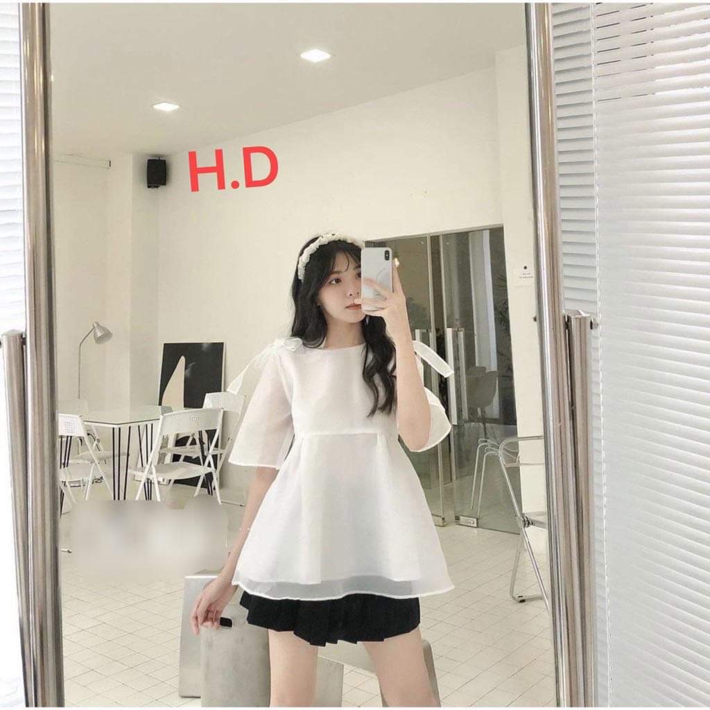 [25-27.4 Hoàn tiền 15%] ÁO BABY DOLL TƠ PHỐI NƠ VAI NHẸ NHÀNG YÊU KIỀU NHƯ THỤC NỮ DÀNH CHO CÁC CÔ NÀNG-ĐH