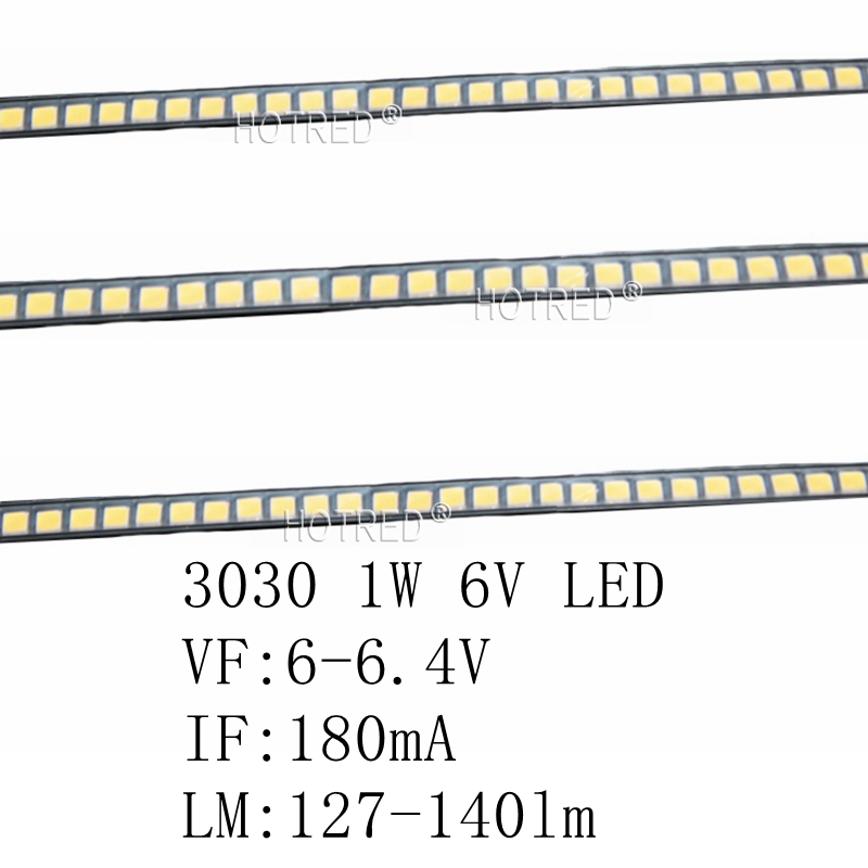 【UrbanNomad】100-1000PCS Nation Star 3030 LED lamp beads 1W 6V LCD TV Backlight Cold White 140lm 180mA for TV Diode 3.0*3.0mm top quality. 