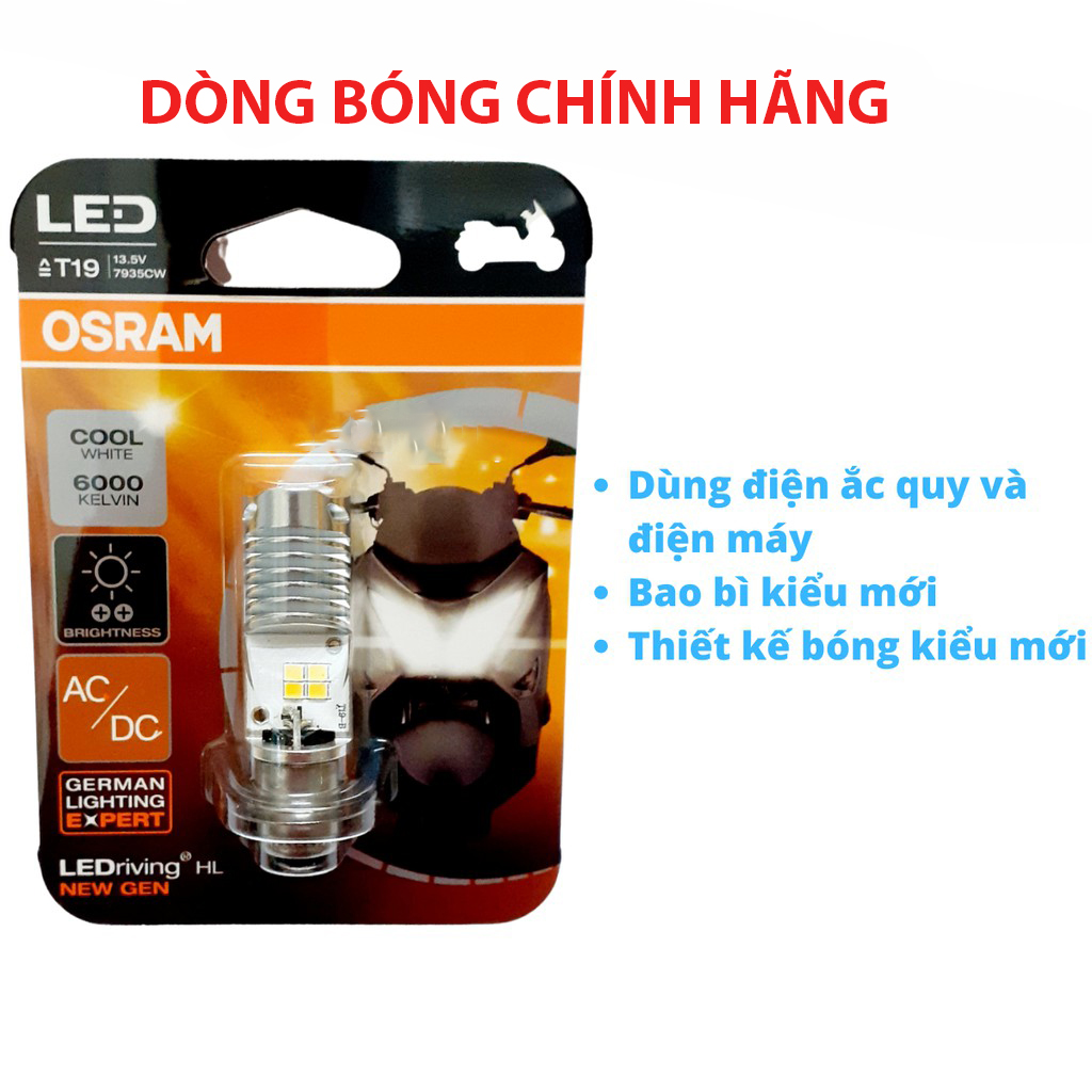 Bóng đèn Led OSRAM T19 xe Future 1, Dream, Wave alpha, Air Blade 110 Thái