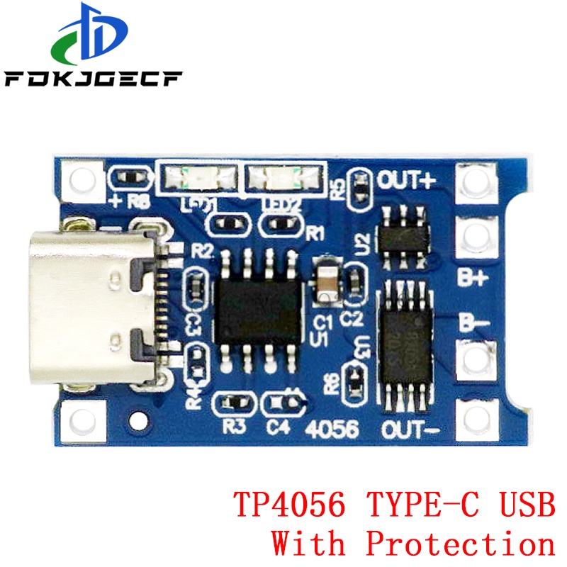 Mini Micro Type-c USB 5V 1A 18650 TP4056 Lithium Battery Charger Module Charging Board With Protection Dual Functions 1A Li-ion integrated circuit