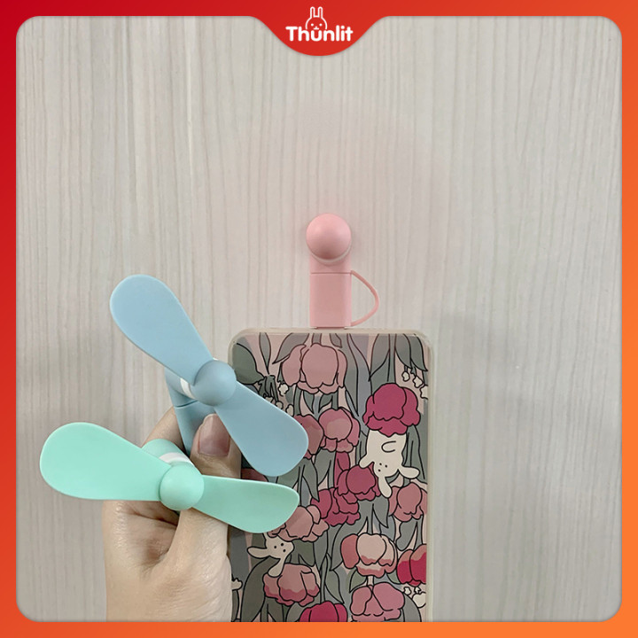 Quạt điện thoại di động mini cầm tay Thunlit 2 in 1 cho Type-C&iPhone&Android