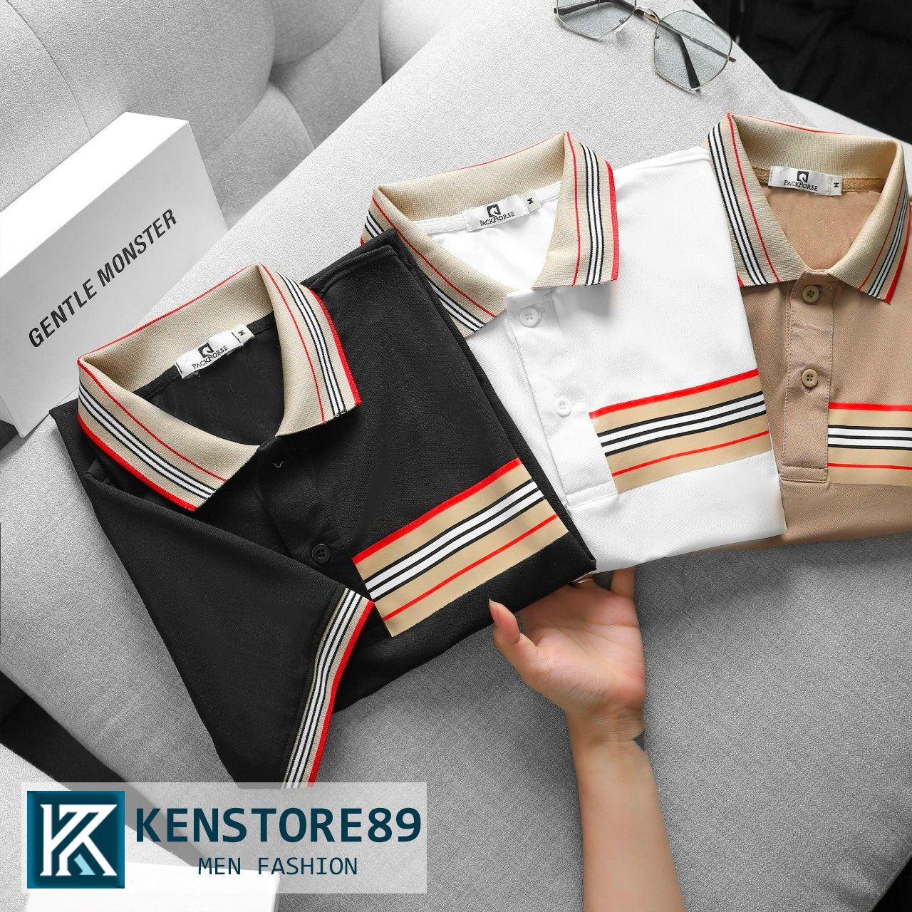 Áo thun nam có cổ PACK SỌC COLORS vải cá sấu gai KENSTORE89 ATP146