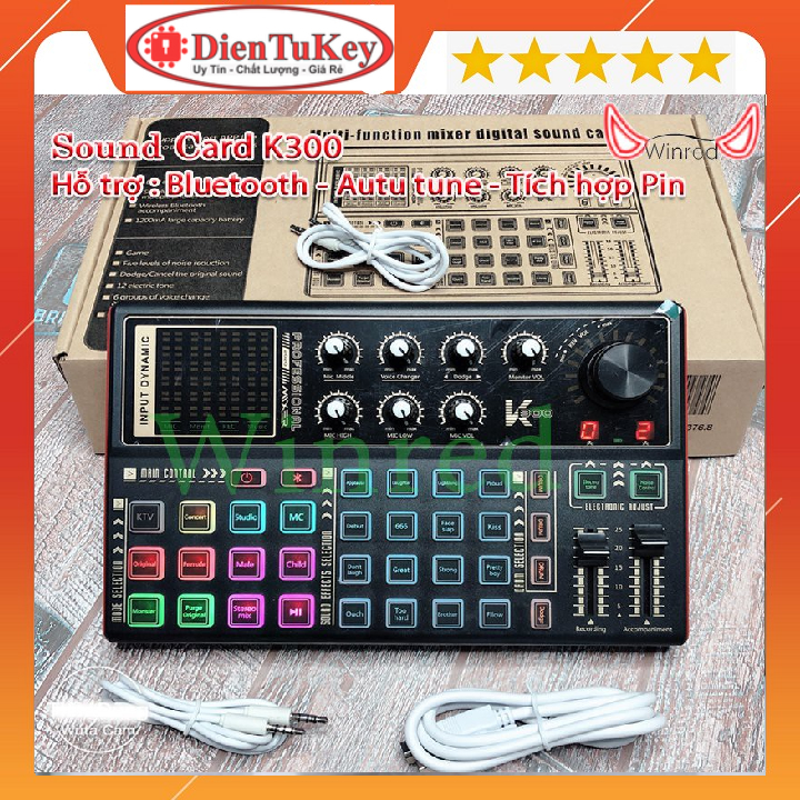 Bộ Mic thu âm bm900 sound card k300 dây livestream chế - Trọn bộ thu âm sound card k300 hỗ trợ autu tune bluetooth.