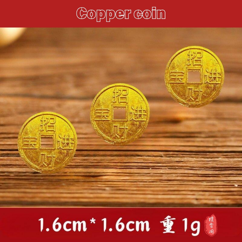 ✨檀香阁✨ 10Pcs 实心金条/金砖/金币FENGSHUI開光招财聚宝盆元宝铜钱开运招财家居风水摆件摆件开业礼品Yuan Bao Feng Shui  Lucky Gold ingot