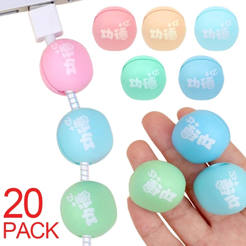 10/20Pcs Creative Wooden Fish Cable Organizer Multifunction Desktop Data Cord Winder Silicone USB Wire Storage Clips