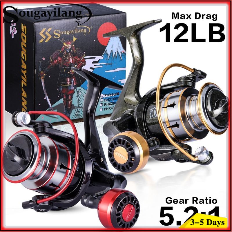 Fishing Reels 5.2:1 High Speed Gear Ratio Spinning Fishing Reel Max Drag  12LBS 1000 -5000 Series Spinning Reel for Carp