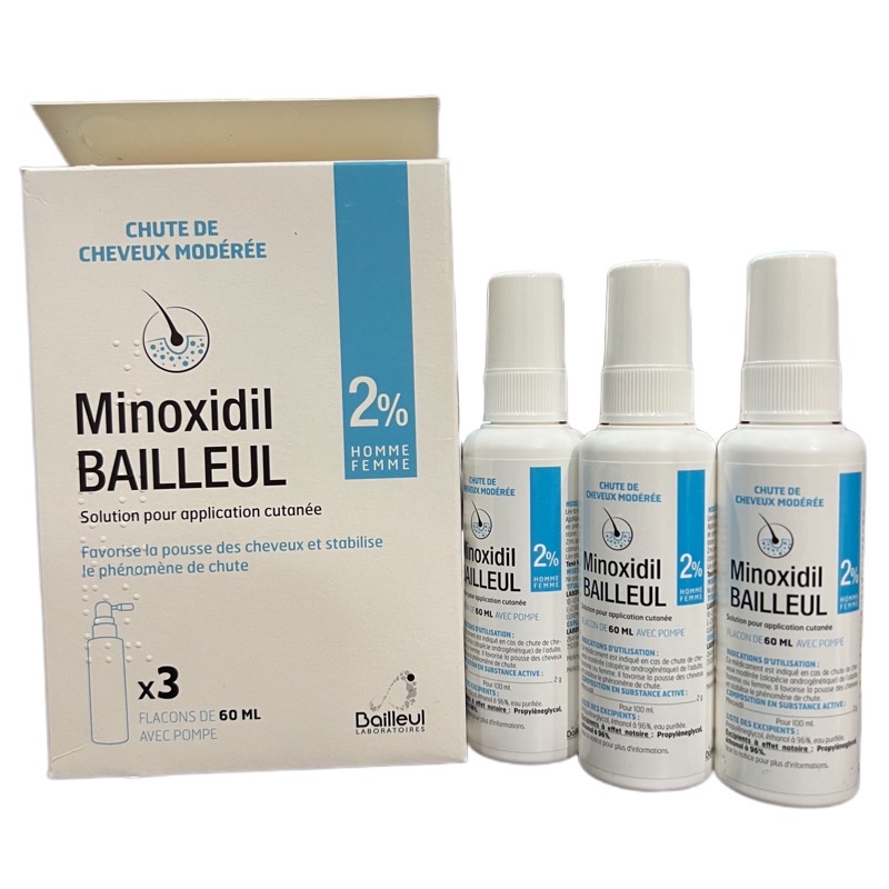 Set 3 chai xịt mọc tóc Minoxidil Bailleul 2% 3x60ml