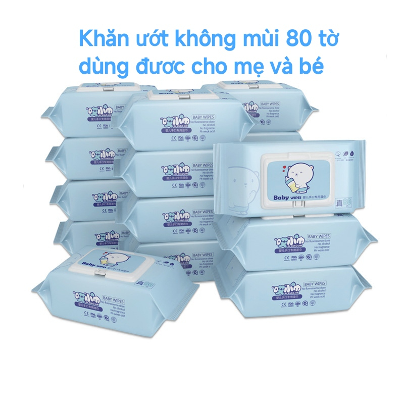 khăn ướt không mùi , không cồn 80 tờ cho bé