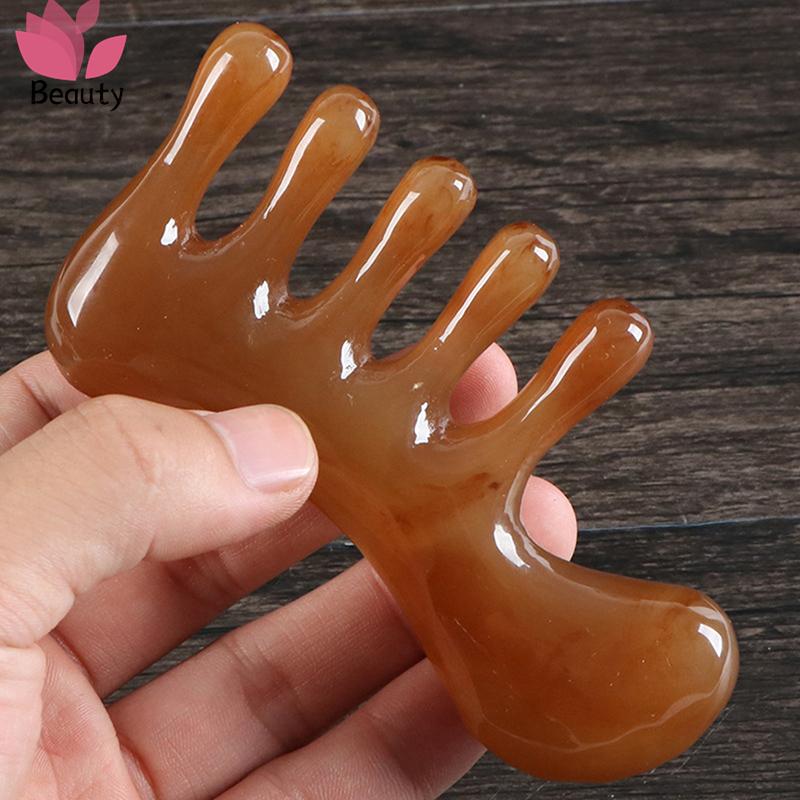 Yuanyan Natural Ox Horn Gua Sha Tools Scraping Point Full Body Massage Wide Toothed Comb Scalp Massage Brush Hair Care Tool. 