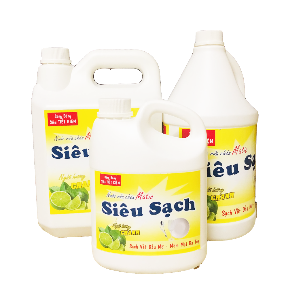 Nước rửa chén hương chanh Matic Siêu Sạch can 5kg
