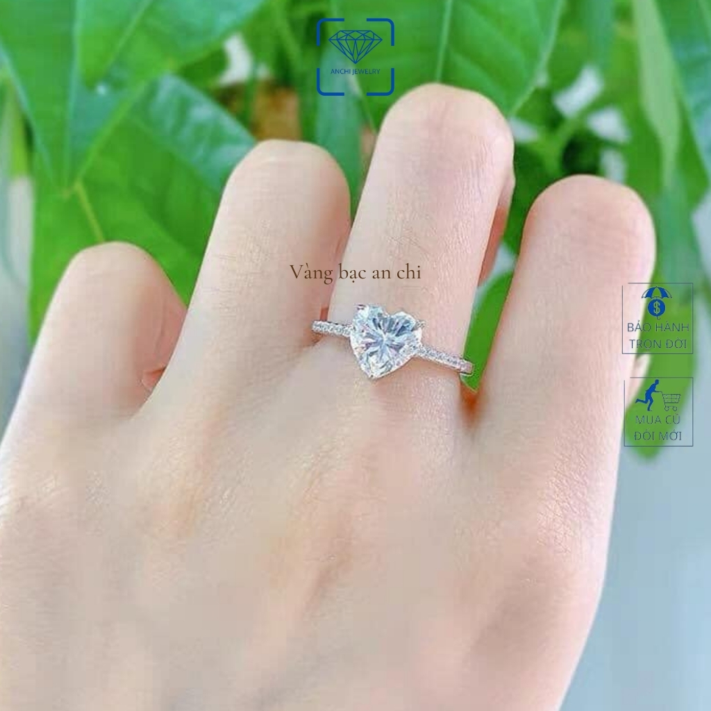 Nhẫn bạc đính đá trái tim