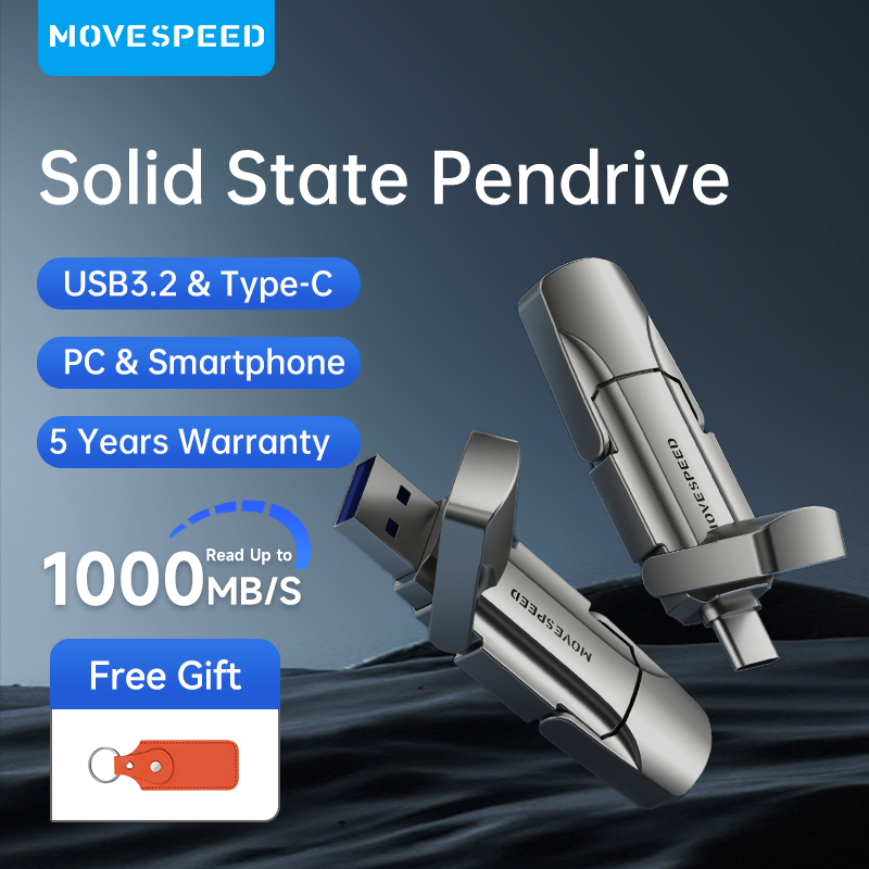 Movespeed 1000mbs pen drive 1tb 512gb usb 3.2 gen 2 type c solid state flash drive 256gb 128gb pendrive for pc phones tablet