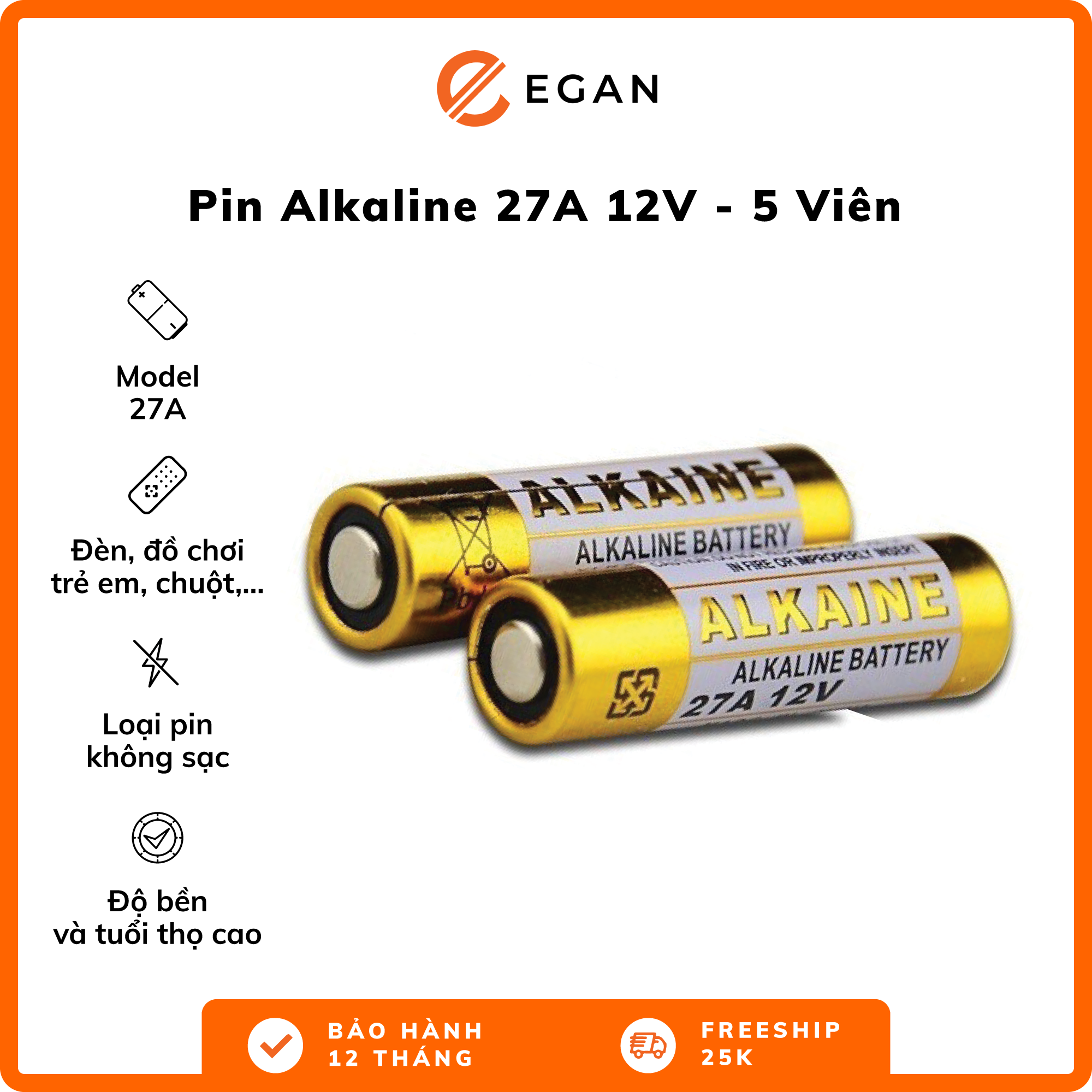 Pin remote báo trộm-Pin 27A-12V Alkaline