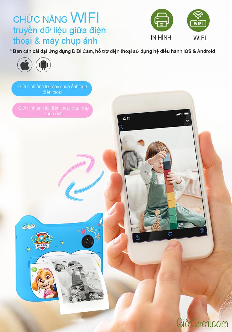 Máy chụp ảnh lấy liền Wi-Fi 32GB cho bé