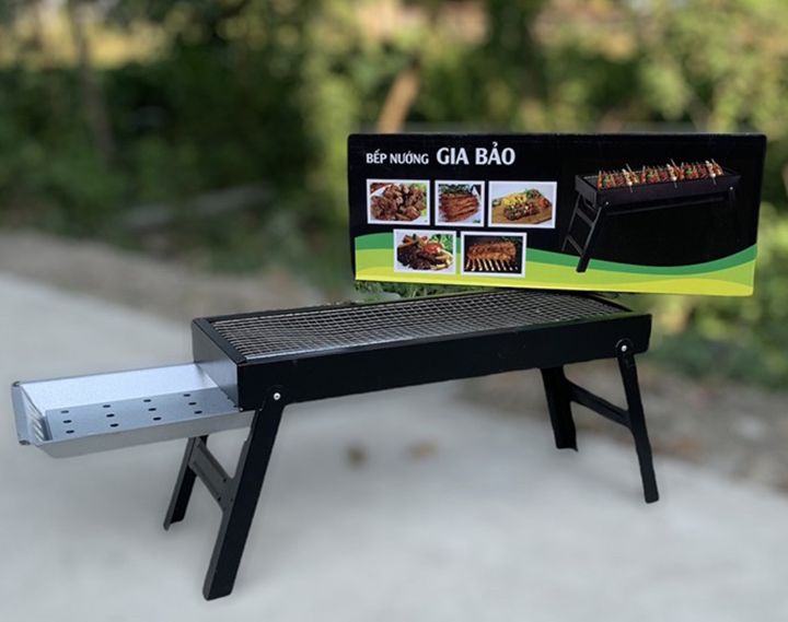 Bếp nướng than hoa dài không khói có vỉ nướng nhỏ gọn - Bếp nướng than , bếp nướng than hoa gấp gọn , bếp nướng than chống khói , bếp nướng bbq ngoài trời