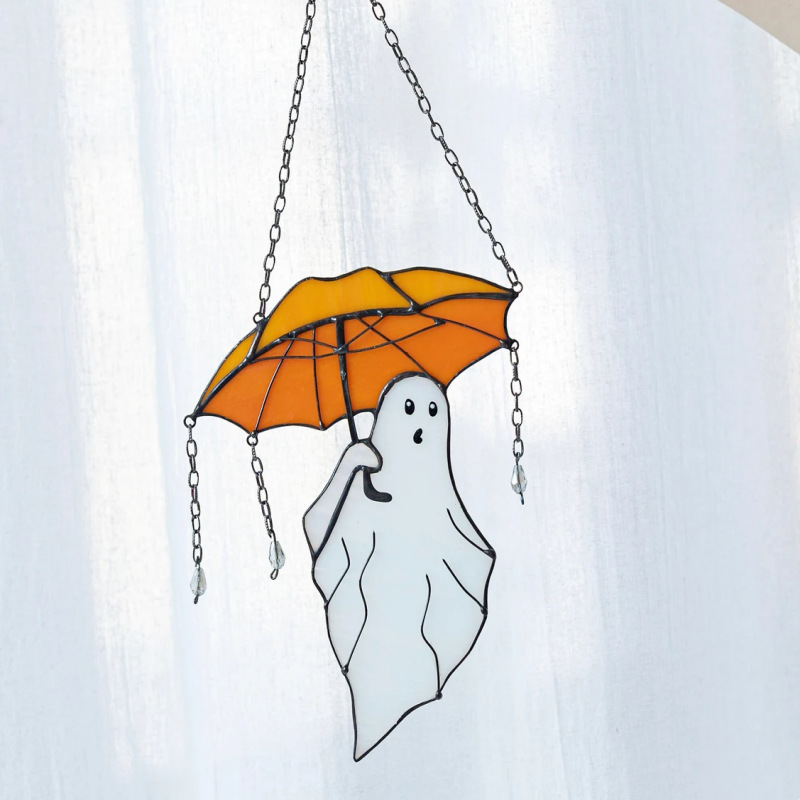 Mysterious and funny umbrella ghost hanging Halloween decoration