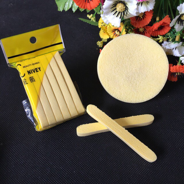 [HCM]Gói 12 Miếng Bọt Biển Nén Rửa Mặt Chivey Hàn Quốc (giao màu ngẫu nhiên)