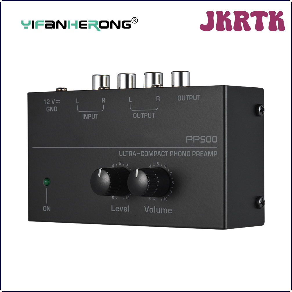 JKRTK Portable Phono Preamp Preamplifier with Level Volume Controls RCA