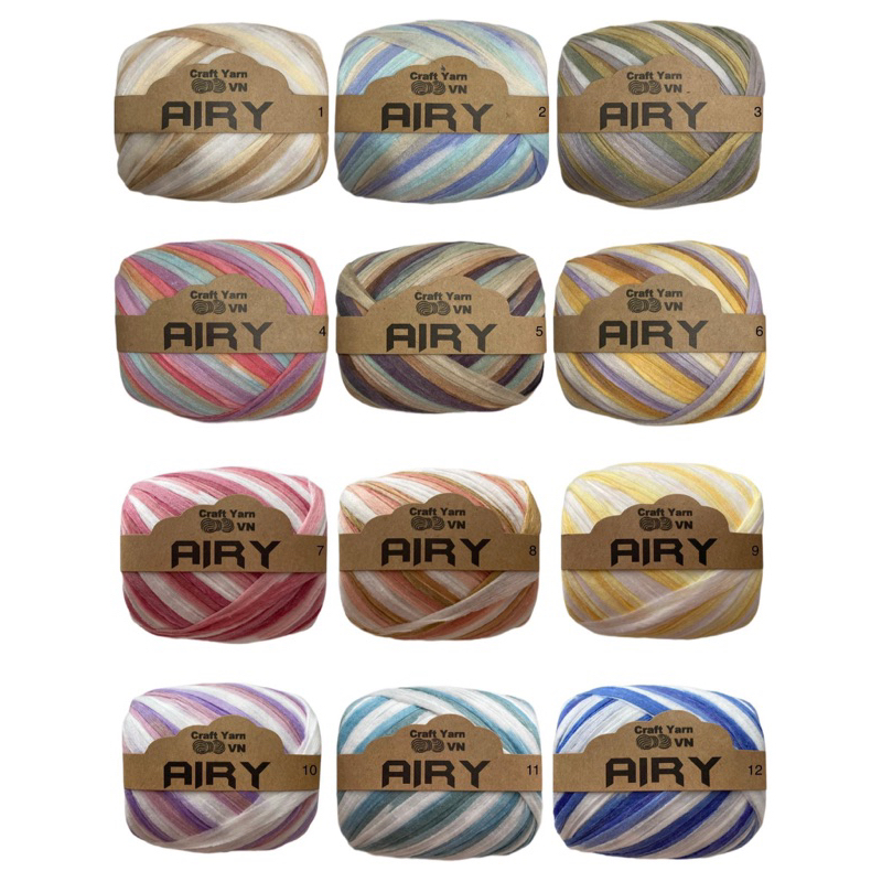 Sợi AIRY màu loang móc túi/mũ hè (cuộn 45gr)
