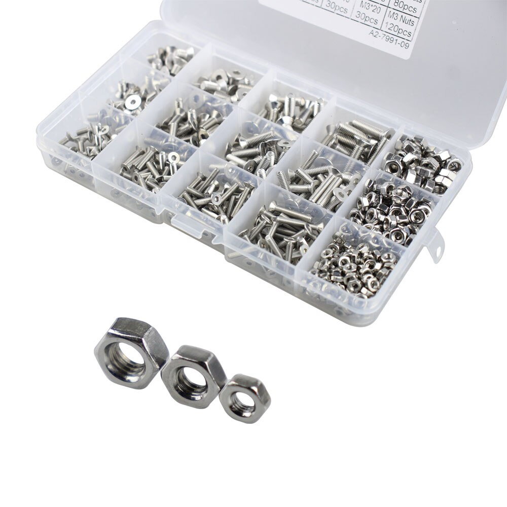 M3 M4 M5 Hex Button Socket Head Cap Screw Nut Hexagon Metric Thread Machine Bolt Assortment Kit Set 304 Stainless Steel