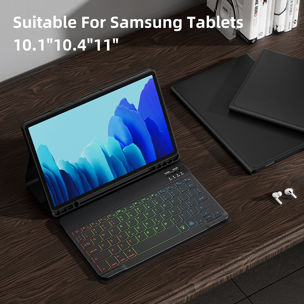 Funda For Samsung Galaxy Tab S7 Fe Case Keyboard For Samsung Tab S6 Lite Case Rainbow Keyboard Mouse For Samsung Tab S7 S8 Case