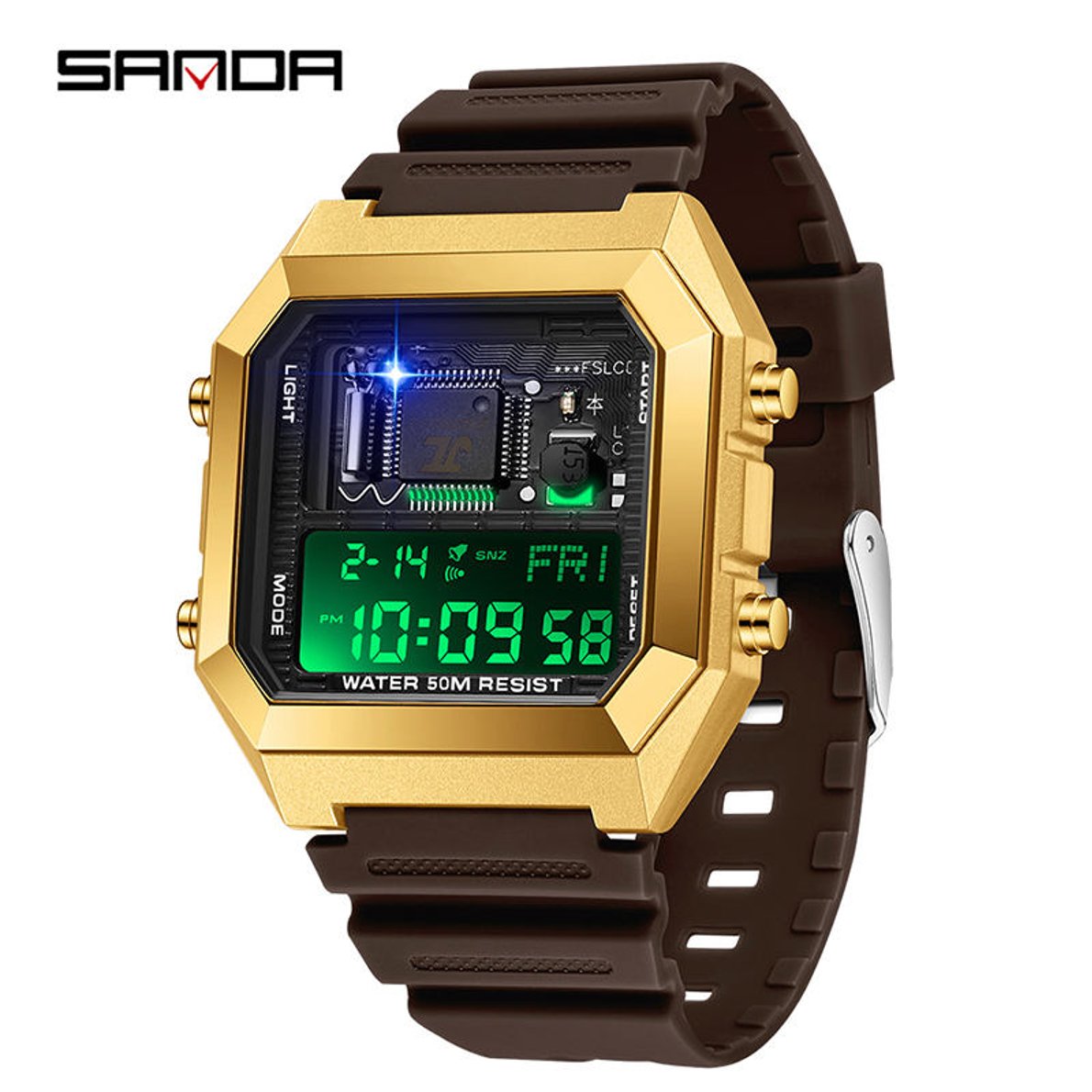 SANDA Youth Personality Electronic Components Cool Sports Waterproof Digital LED Men's Watch Gift Tiktok Same Style SD6216-5.