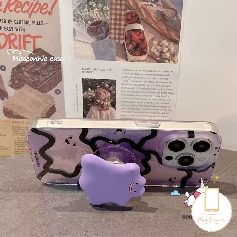 Trendy Brand Cartoon Funny Pop Mart Labubu Universal Foldable Ring Holder Support Cute Little Purple Ghost Colorful LABUBU Phone Holder Creativity Epoxy Phone Holder. 