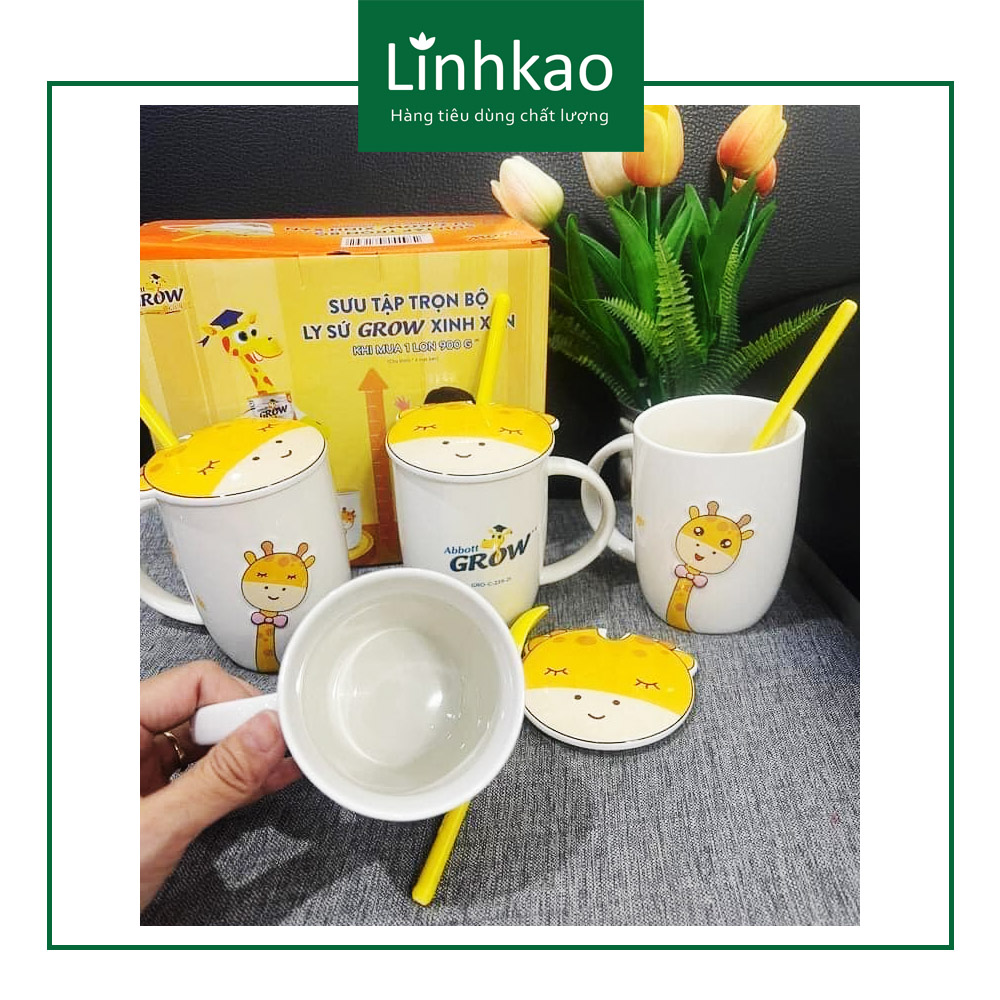 Ly sứ có nắp và thìa [quà tặng sữa Grow]