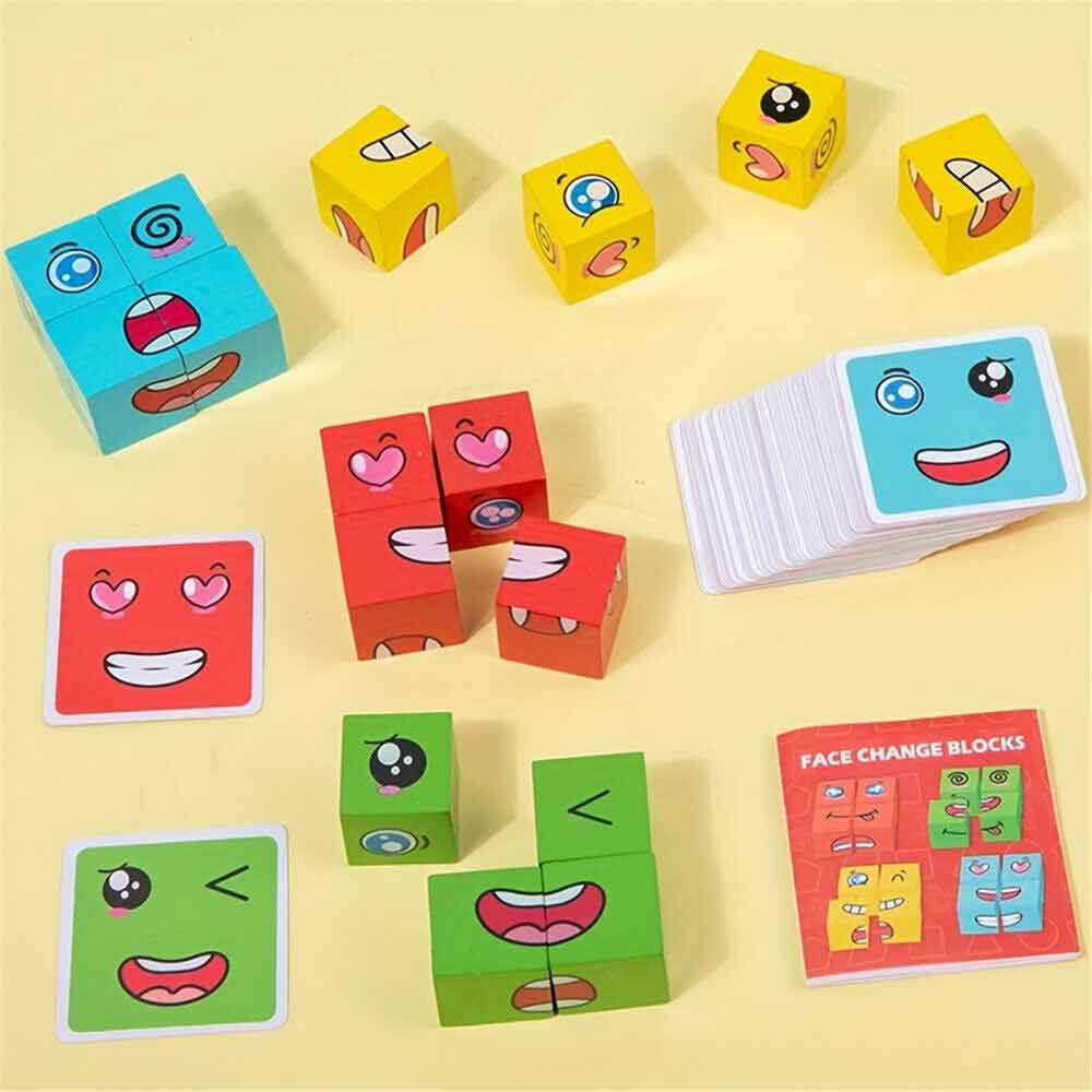 Kid Face Change Cube Parent Child Board Game Puzzles Toy Building Block Learning