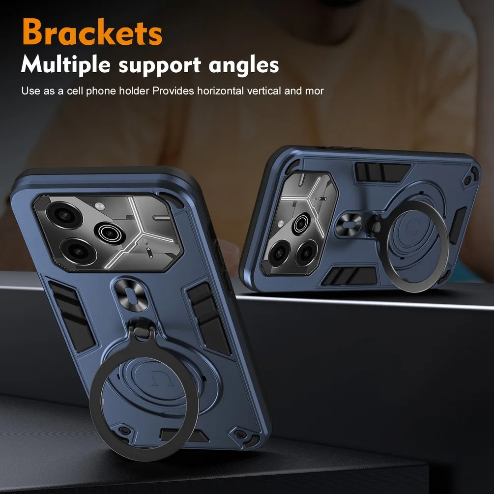 Phone cover For Tecno Pova 6 6Pro case shell Shockproof Armor iron Metal Ring Kickstand Bracket Casing For Tecno Pova 6 Pro Cases Housing