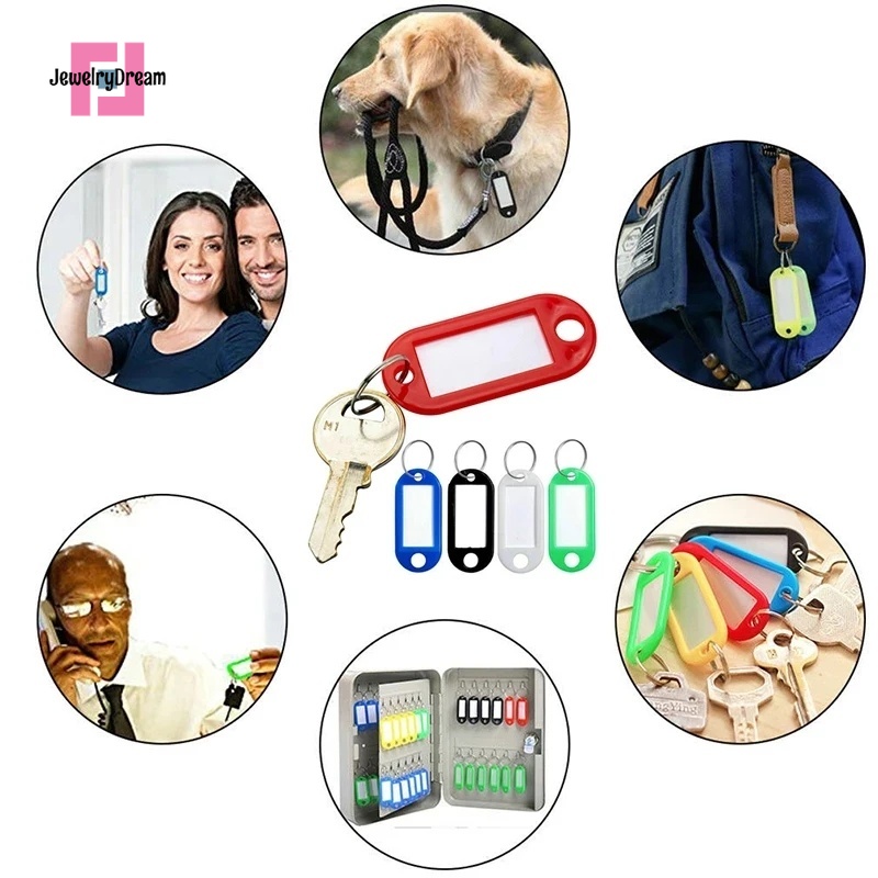 [ Quick Shipment ]10pcs Universal Plastic Luggage Identifier Label Keychain DIY Baggage Name Card Tag with Split Key Ring Number Classification Card Keychains