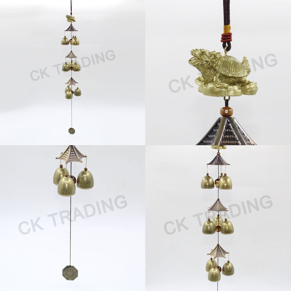 ระฆังลม กระดิ่งลม โมบายลม ทองเหลือง วินเทจ Wind Chimes Vitage 3 ชั้น 9 ลูก Lazada.co.th