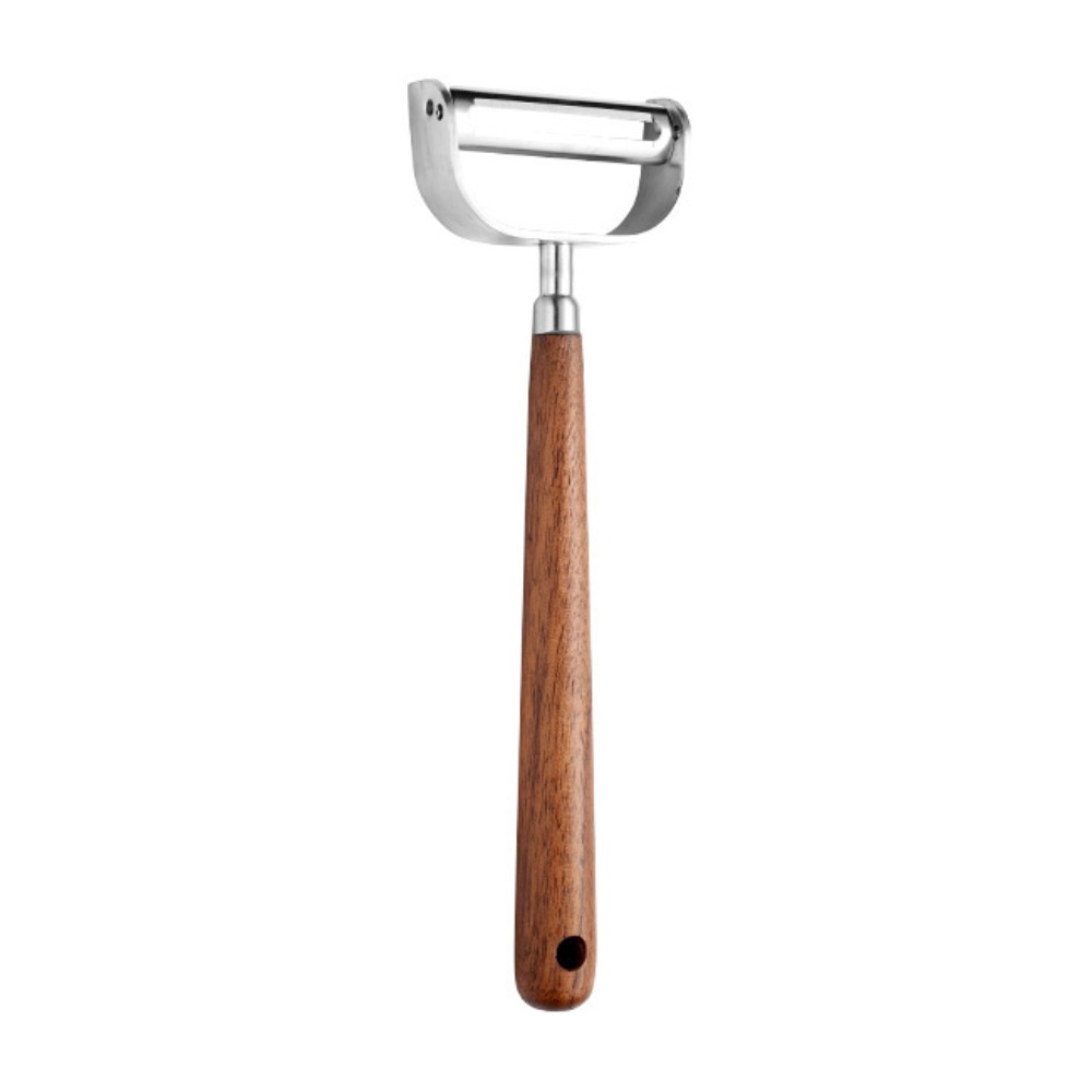 U-Shaped/D-Shaped Walnut Wood Peeler Non-slip Efficient Fruit Peeler Retro Peeling Machine Picnic.