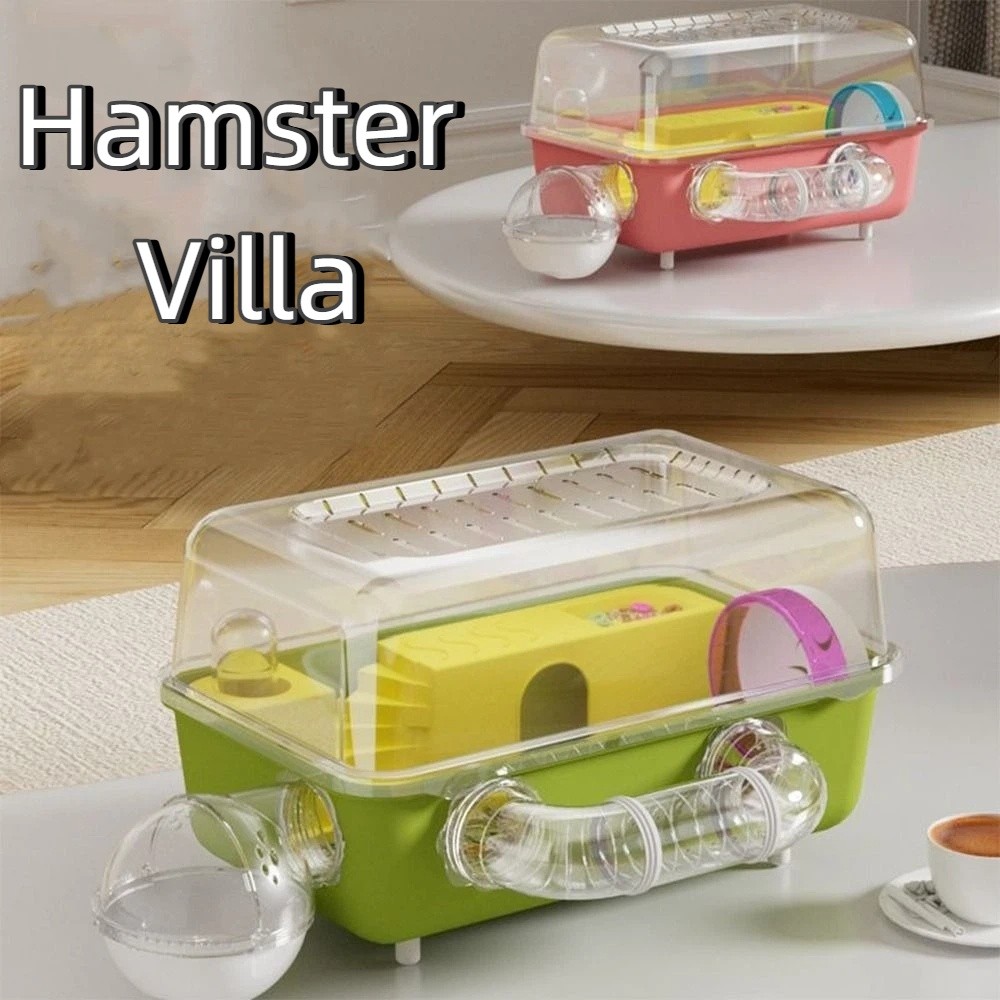 Oversized Panoramic View Hamster Cage Double Clear Running Wheel Animal ...