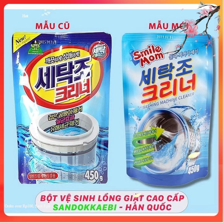 Combo 3 Gói Bột Tẩy Lồng Máy Giặt Sandokkaebi Hàn Quốc 450gr siêu sạch