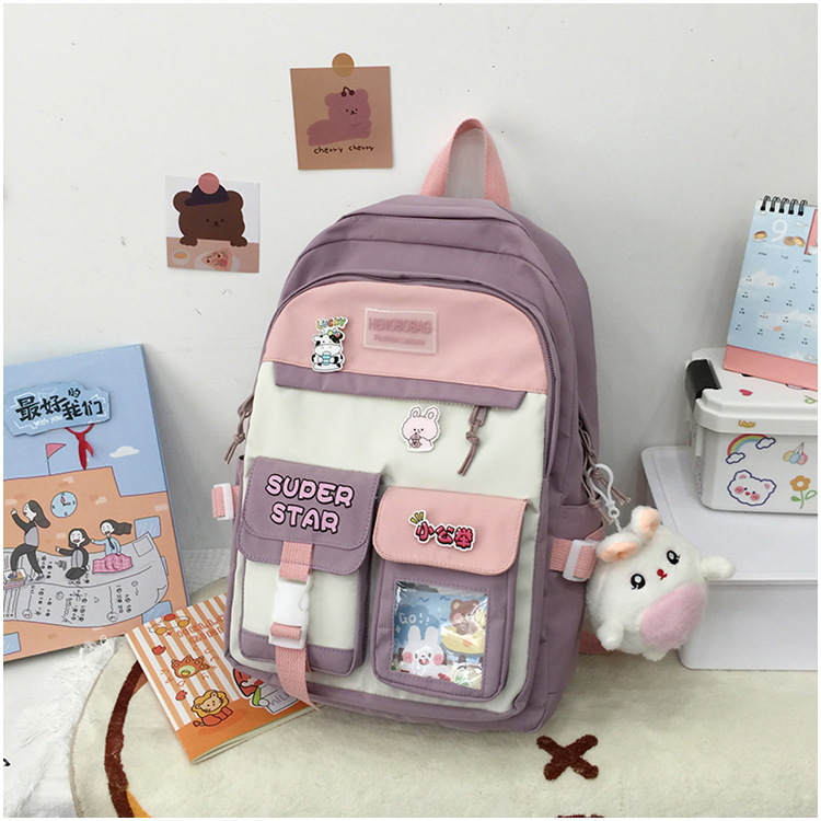 Balo ulzzang nam nữ đi học nhiều ngăn phối màu TINI đi học PHOI3N