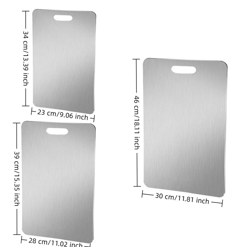 Double-Sided Stainless Steel Cutting Board Thickened Mildew-Proof Fruit Cutting Board Multi-functional Chopping Tray Household Use.