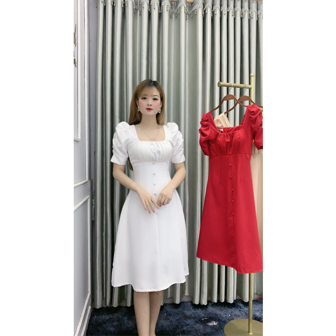 Đầm Nhún Ngực Tay Phồng YANDO DA15